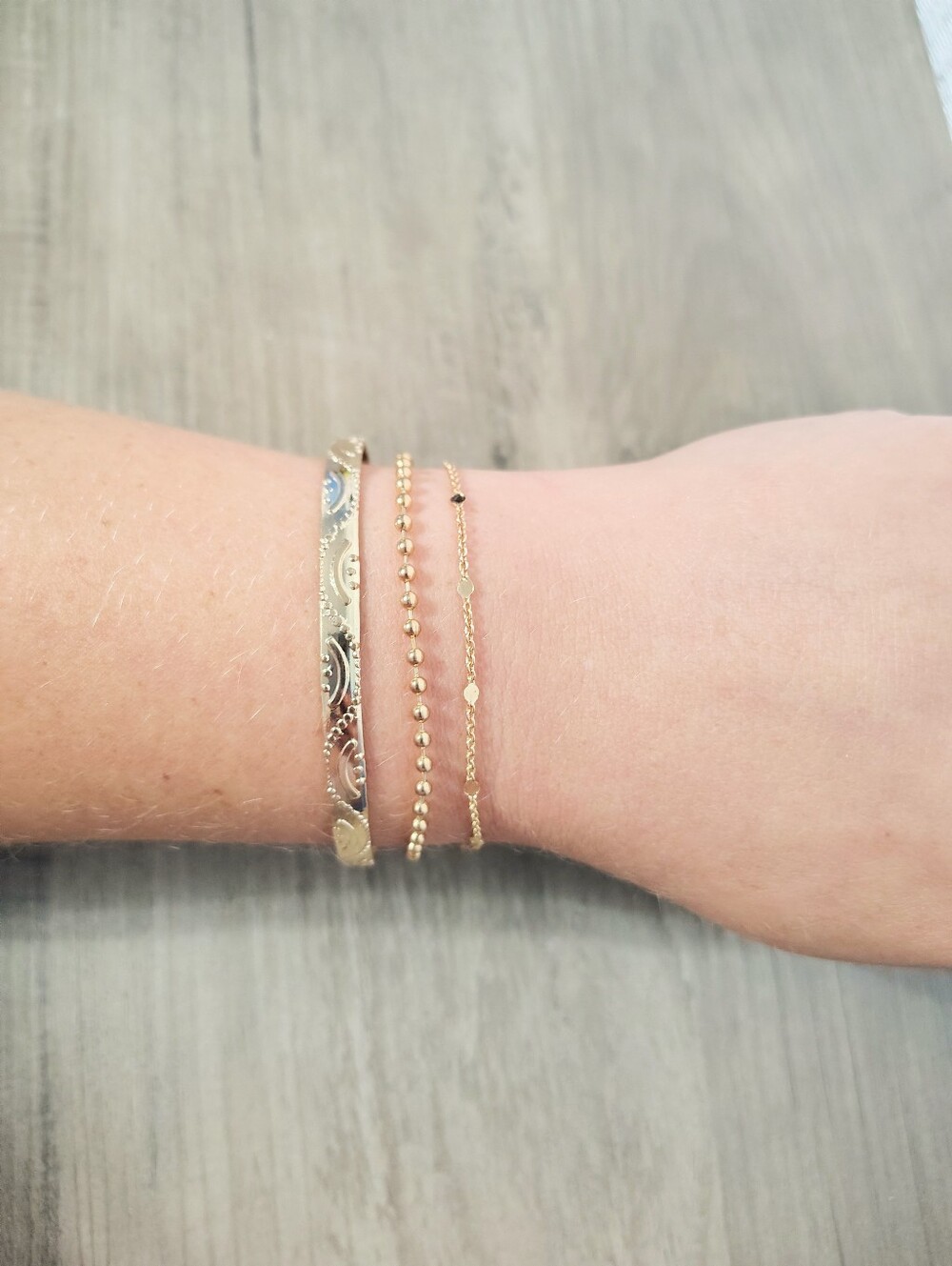 Gold Cuff & Chain Bracelet Set-Adjustable